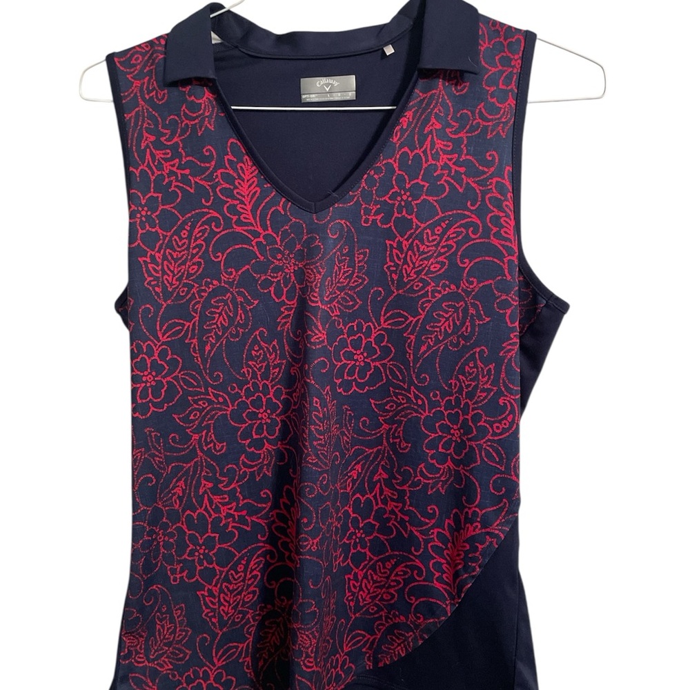 Callaway Blue and Red Graphic Asymmetrical Golf Top